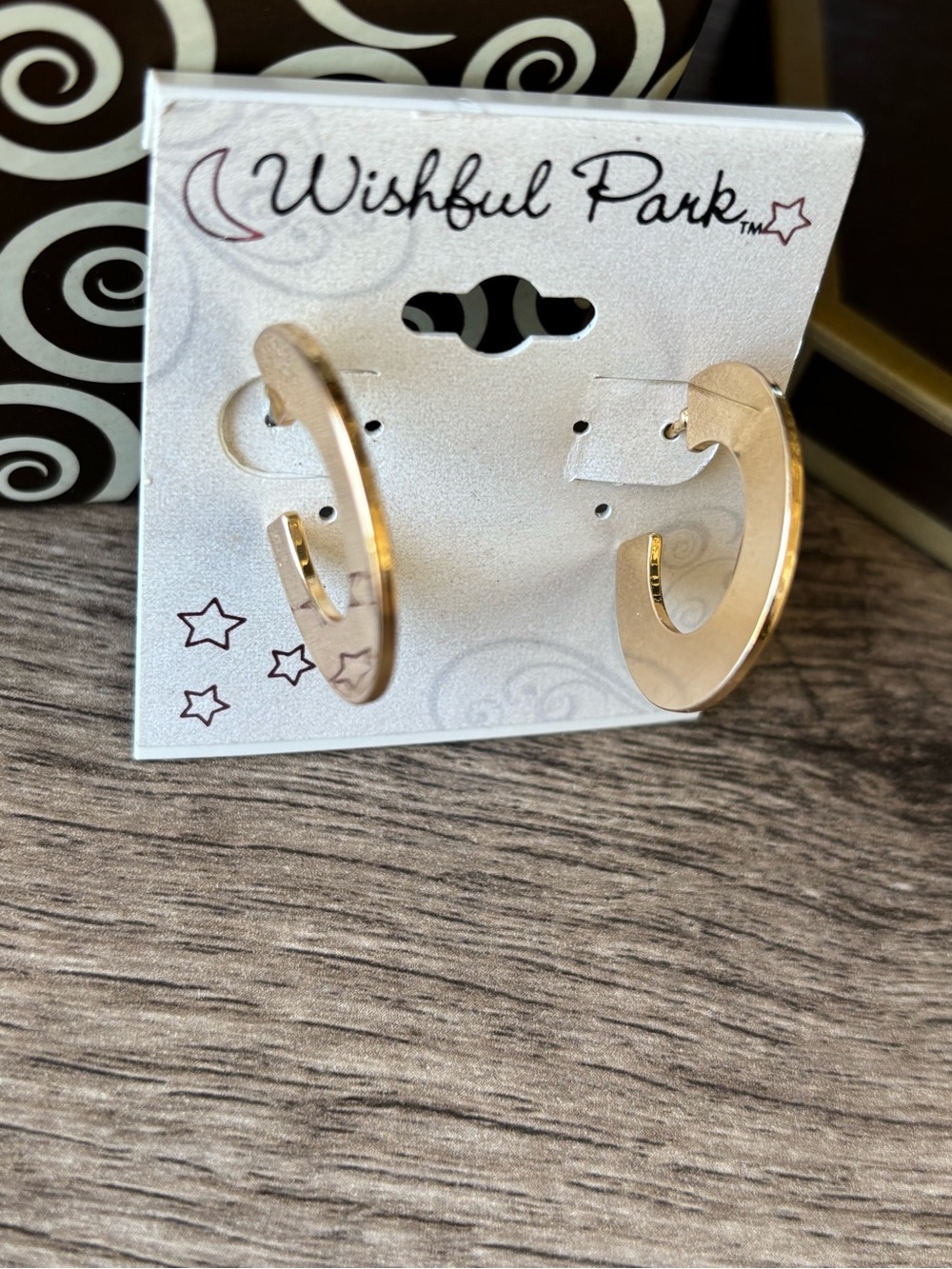 Wishful Park Shiny Gold Open Crescent Hoop Earrings